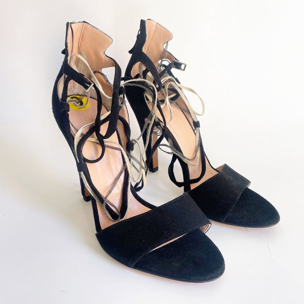 NWOB Jill Stuart Womens Zip Up Suede Sandals Black 39 Italy New Sz 9 Strappy